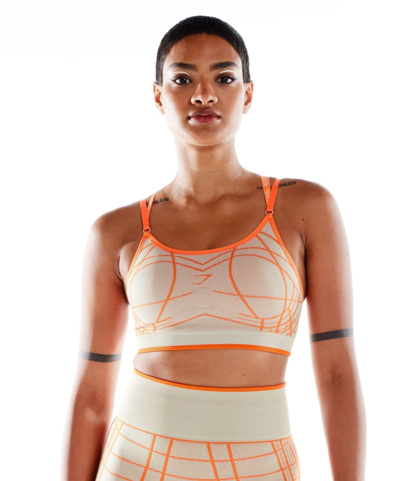 Women's Gymshark Wtflex Linear Seamless Sports Bra Orange | NZ 2TKFMR